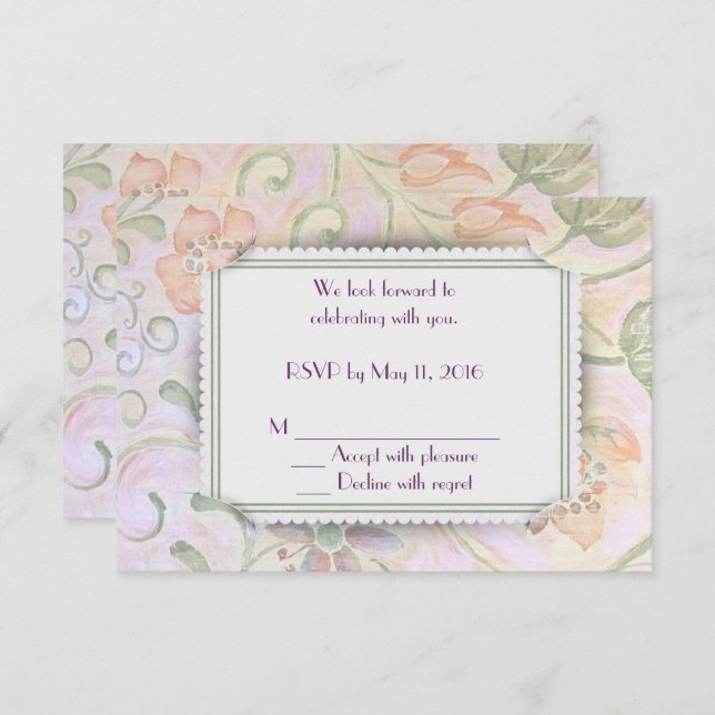 Convite Quadro Floral RSVP (Frente/Verso)