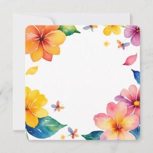 Convite Quadro Floral Tropical em Aquarela PNG de Fundo