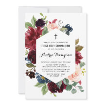 Quadro Floral Vermelho e Azul Primeira Comunhão Sa