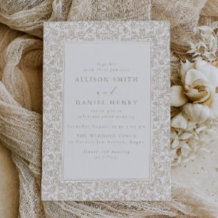 Convite Quadro Floral Vintage Elegante Casamento