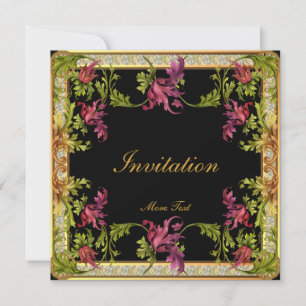 Convite Quadro Floral Vitoriano Vintage