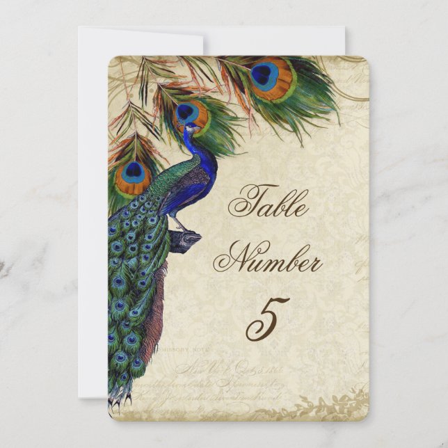 Convite Quadro Formal de Casamento Pavock e Penas Número 5 (Frente)