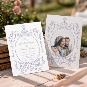 Convite Quadro Francês Romântico Lavanda Casamento Foto