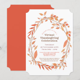 Convite Quadro Geométrico do Autumn Leaf de Ação de Graças
