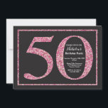 Convite Quadro Lógico de 50. º Aniversário<br><div class="desc">50º Convite de Aniversário. Festa de aniversário de Brilho Preto e Rosa Convidam com Fundo de Quadros. Surpresa Aniversário. Aniversário Adulto. Homens ou Mulheres no Bday Bash Party.
Para mais personalização,  clique no botão "Personalizar" e use a ferramenta design para modificar este modelo.</div>