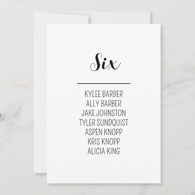 Convite Quadro Minimalista Número 6 Sentado (Frente)