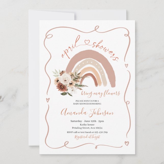 Convite Quadro Moderno Chás de abril trazem flores de maio (Frente)