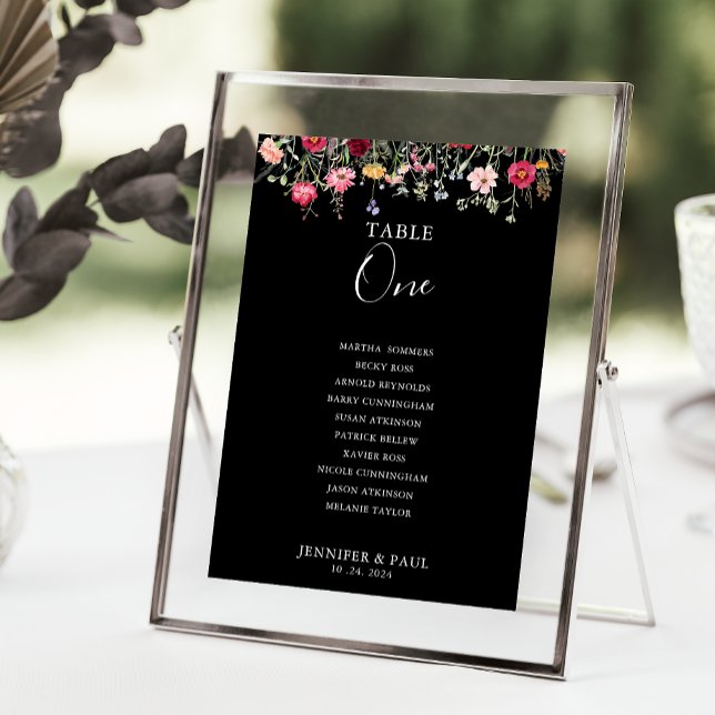 Convite Quadro Multicolorido de Flores Selvagens Número 1  (Criador carregado)