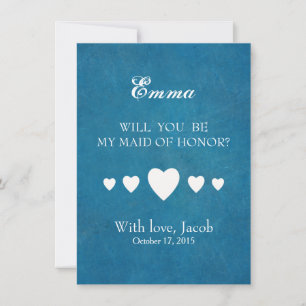 Convite Quadro Negro Azul Você Será Minha DAM DE HONRA