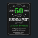 Convite Quadro negro e verde de 50 anos<br><div class="desc">50º Aniversário Convite à Tipografia Negra e Verde. Chalkboard. Fundo preto e branco. Aniversário Adulto. Homens ou Mulheres Aniversário. Meninos Meninos ou Meninas Meninas Meninas Adolescentes Convidam. 13 15 16º 18º 20 21rua 30 40º 50º 60º 80 de 70 100º. Qualquer Idade. Para mais personalização, clique no botão "Personalizar" e...</div>