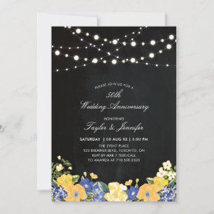 Convite Quadro Negro & Luzes de Corda 50 Anos de Casamento