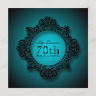 Convite Quadro no azul - celebração do vintage do