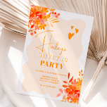 Convite Quadro ondulado cor de laranja quente Boho floral<br><div class="desc">Doce 16 planejando ficou muito mais bonita com nosso convite de aniversário de boho floral. Prepare-se para celebrar em estilo! Nossos doces dezesseis recursos de convite pintados manualmente cor de laranja quente, cor de água floral amarela com peonias e rosas, com uma fonte moderna de pincel em um quadro ondulado...</div>