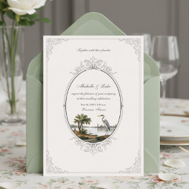 Convite Quadro Oval Paisagem Francesa Vintage Casamento