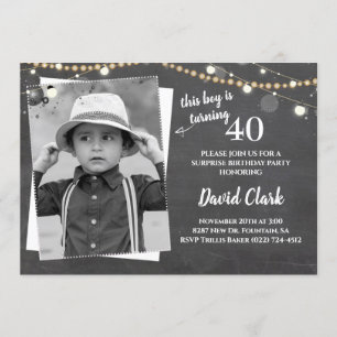 Convite Quadro Personalizado de Fotografias de Aniversário