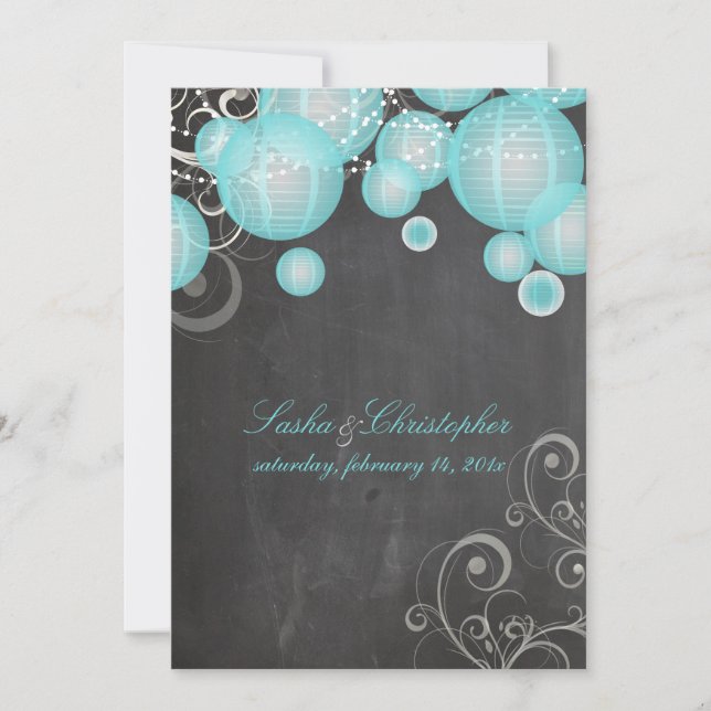 Convite Quadro PixDezines+lanternas azuis/ (Frente)