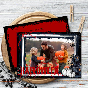 Convite Quadro Preto do Festa de Halloween com Foto de Pum