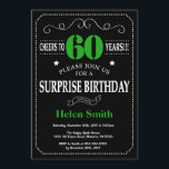 Convite Quadro Preto e Verde de 60º aniversário da Surpres<br><div class="desc">Surpreenda a 60º Aniversário da Tipografia Negra e Verde. Chalkboard. Fundo preto e branco. Aniversário Adulto. Homens ou Mulheres Aniversário. Meninos Meninos ou Meninas Meninas Meninas Adolescentes Convidam. 13 15 16º 18º 20 21rua 30 40º 50º 60º 80 de 70 100º. Qualquer Idade. Para mais personalização, clique no botão "Personalizar"...</div>