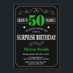 Convite Quadro Preto e Verde Surpresa 50º Aniversário<br><div class="desc">Surpreenda 50º Aniversário da Tipografia Negra e Verde. Chalkboard. Fundo preto e branco. Aniversário Adulto. Homens ou Mulheres Aniversário. Meninos Meninos ou Meninas Meninas Meninas Adolescentes Convidam. 13 15 16º 18º 20 21rua 30 40º 50º 60º 80 de 70 100º. Qualquer Idade. Para mais personalização, clique no botão "Personalizar" e...</div>
