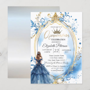 Convite Quadro Princesa de Vestido Azul