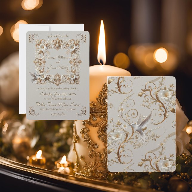 Convite Quadro Quadrado da Coleção de Aves Brancas (Criador carregado)