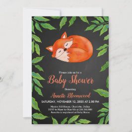 Convite Quadro | Raposa | Folhas | Chá de fraldas floresta