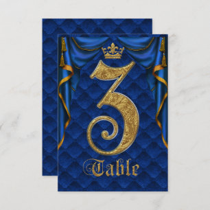 Convite Quadro Real Azul Dourado Casado Coroa Número 3