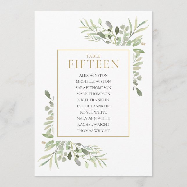 Convite Quadro Verde Elegante Número 15 Quadro Sentado (Frente)