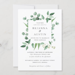 Convite Quadro Verde Moderno Eucalyptus Folhas Botânicas