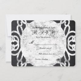 Convite Quadro Vintage Giz Carta de Resposta de Casamento