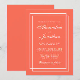 Convite Quadros Brancos e Corais de Casamento Elegante Mod