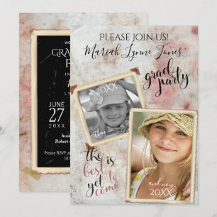 Convite Quadros de Fotos Vintage de Formatura Então e Agor