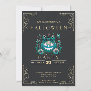 Convite Quadros-negros Preto e Dourado Jack-O' Lantern Hal