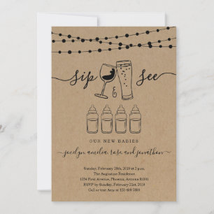 Convite Quadruplets Sip & See Wine & Beer Toast