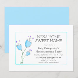 Convite Quaint Blue Floral House Party