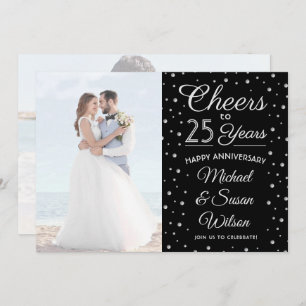 Convite QUAISQUER Aniversário 2 Foto anima Partido Preto e