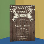 Convite QUALQUER AGE Rustic Antlers Banner Male's Birthday<br><div class="desc">Os roedores de veados ao estilo do país são banner com cordas de luz através do melhor convite de celebração de aniversário para ele.</div>