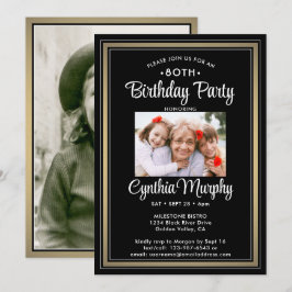 Convite QUALQUER Aniversário 2 Festa de preto, branco e Do