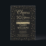 Convite QUALQUER Aniversário aplaude Preto Elegante e Conf<br><div class="desc">Convide a família e os amigos para uma elegante celebração de aniversário com convites de festas personalizados de preto e ouro. Toda a redação desta modelo (incluindo "Saúde até 50 Anos") é estabelecida para o quinquagésimo aniversário, mas é simples de personalizar para qualquer ano ou tipo de evento. O design...</div>