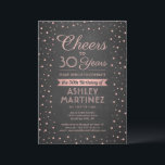 Convite QUALQUER Aniversário Cheia Pink Confetti Black Cha<br><div class="desc">Convide a família e os amigos para uma elegante celebração de aniversário para ela com convites de festas cor-de-rosa e pretos personalizados. Toda a redação desta modelo (incluindo "Saúde até 30 Anos") é criada para um aniversário de 30 anos, mas é simples de personalizar para qualquer ano ou tipo de...</div>