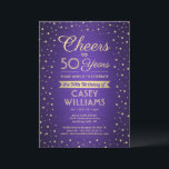 Convite QUALQUER Aniversário Cheio Roxo E Dourado Confetti<br><div class="desc">Convide familiares e amigos para uma elegante celebração de aniversário com convites de festas de ouro e roxo personalizados. Toda a redação desta modelo (incluindo "Saúde até 50 Anos") é estabelecida para o quinquagésimo aniversário, mas é simples de personalizar para qualquer ano ou tipo de evento. O design apresenta pontos...</div>