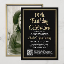 Convite QUALQUER Aniversário ・ Código de Foto e QR Festa P