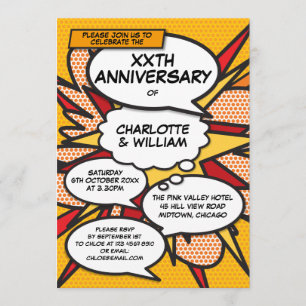 Convite Qualquer Aniversário de Casamento Divertido Retro 