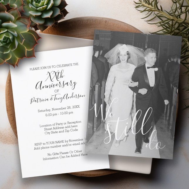 Convite QUALQUER ANO - Aniversário de Casamento e Foto que (Wedding Anniversary Invitation - Modern Design with Photo)