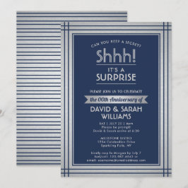 Convite QUALQUER ANO Marinho azul e prata do aniversário d