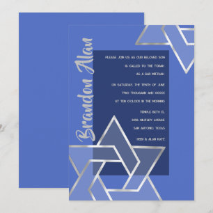 Convite Qualquer Bar de cor Mitzvah Grande Estrela Pratead