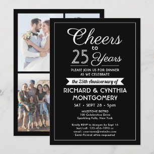 Convite QUALQUER Brindes de Aniversário Foto Elegante Pret