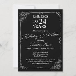 Convite Qualquer Clássico de Aniversário Negro e Branco