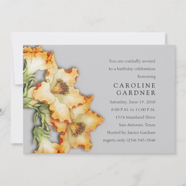 Convite Qualquer Cor - Aniversário Laranja Branco (Frente)