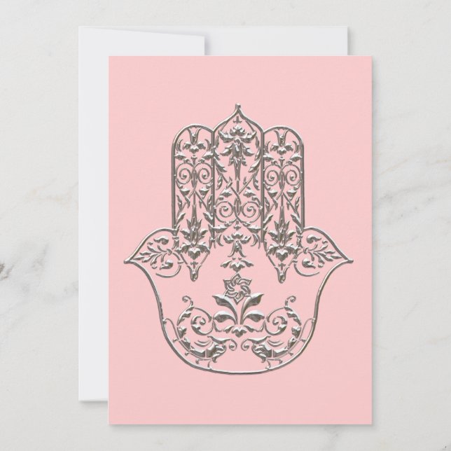 Convite Qualquer cor com o Ornamentado Hamsa (Verso)